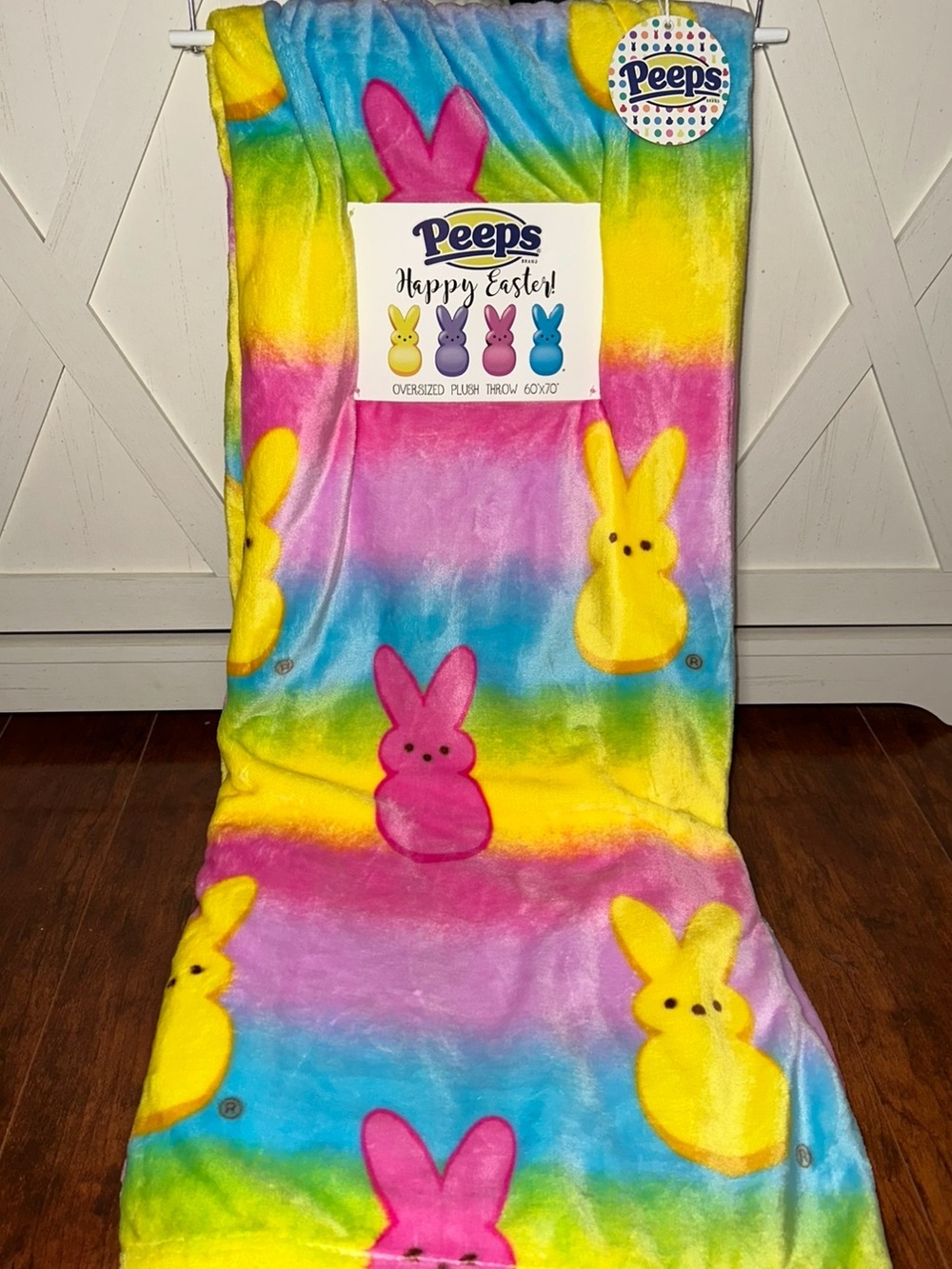 Peeps Rainbow Ombré Plush Bunny Throw Blanket